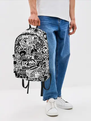Рюкзак джинсовый / Rock Band Logos