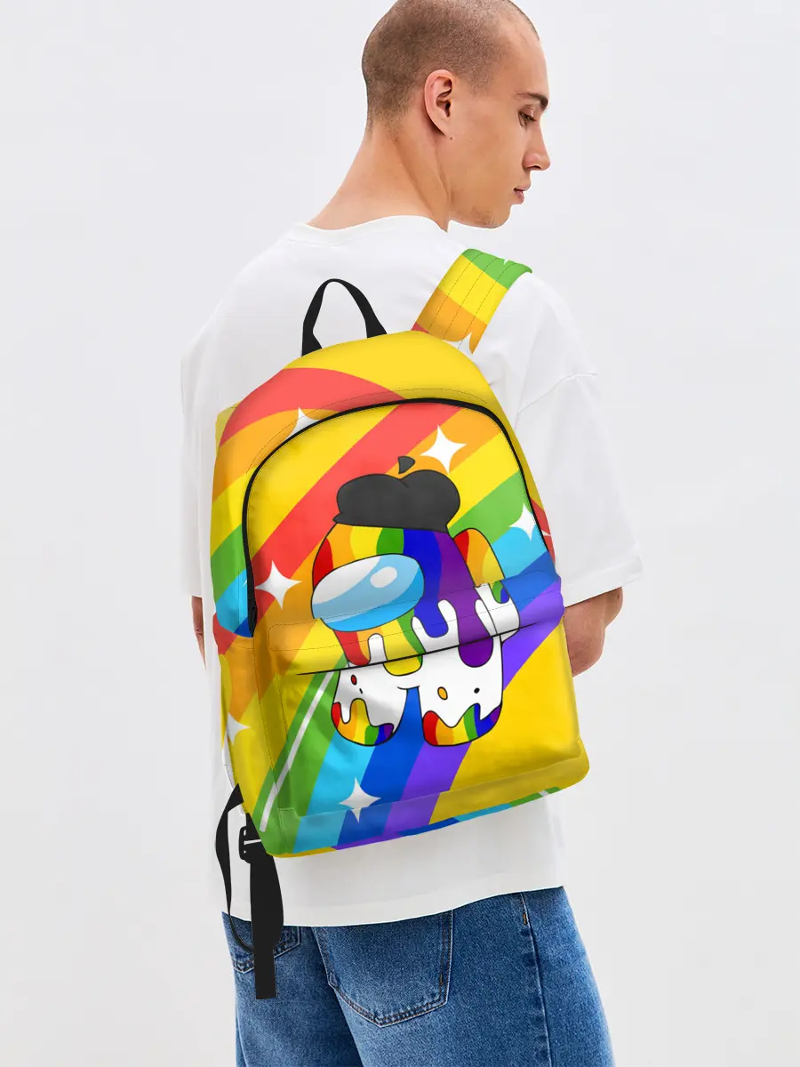 Рюкзак джинсовый / AMONG US - Радужный