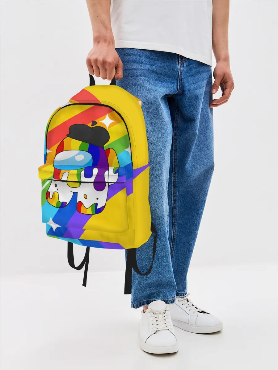 Рюкзак джинсовый / AMONG US - Радужный