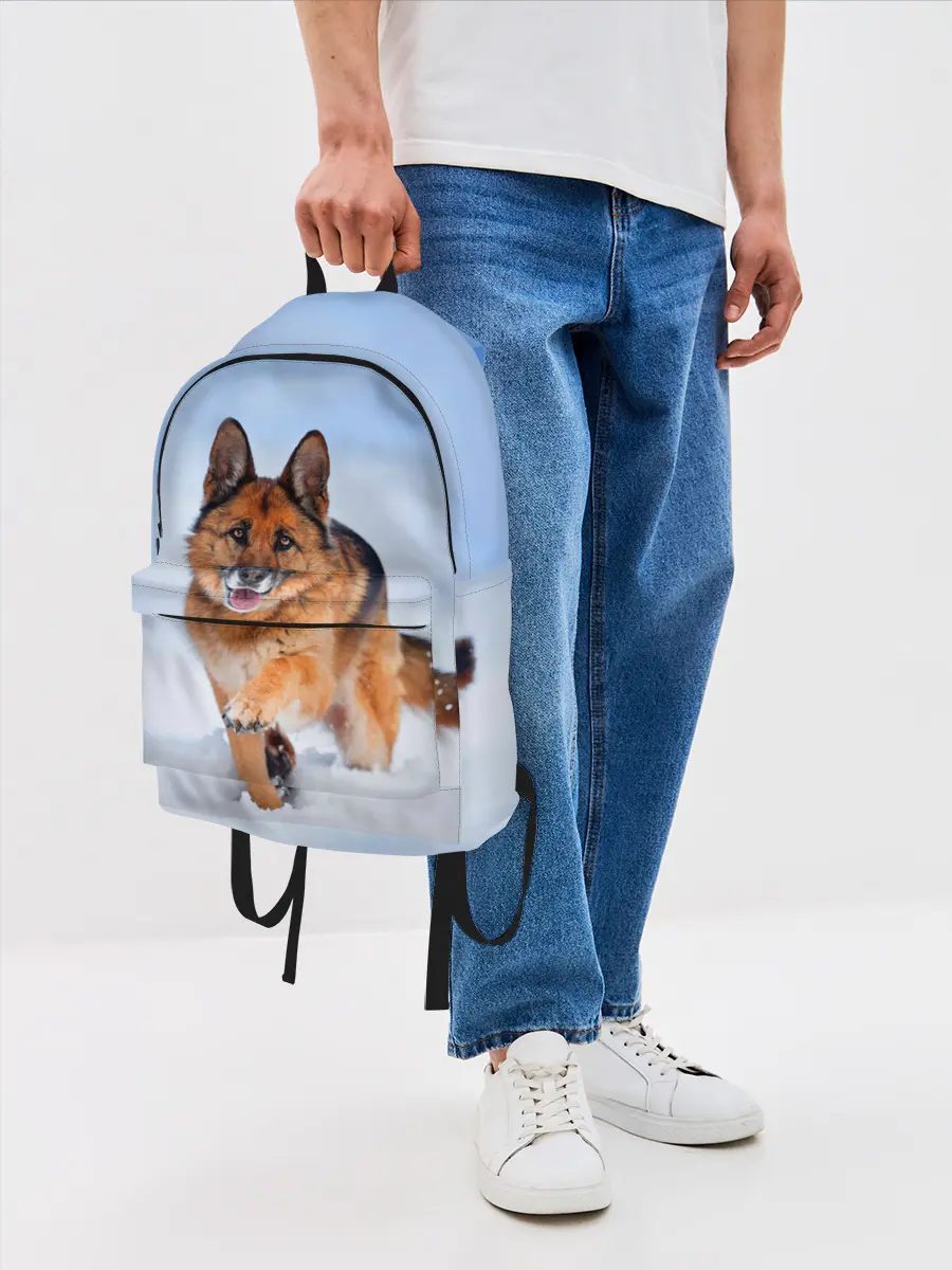 Рюкзак джинсовый / Овчарка и снег