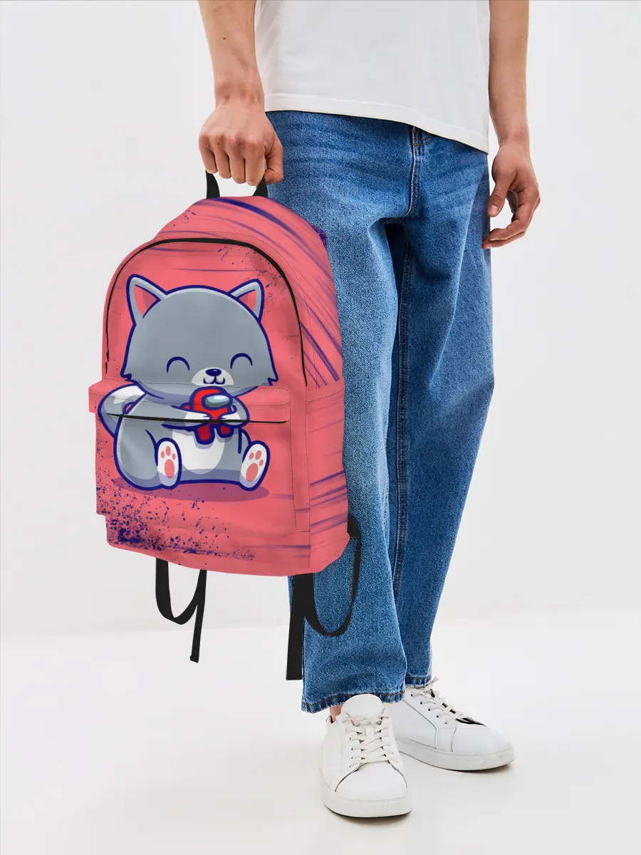 Рюкзак джинсовый / AMONG US - С КОТИКОМ