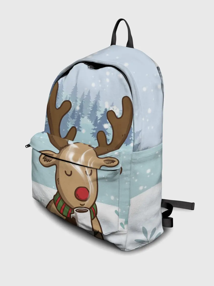 Рюкзак джинсовый / Олень с кружкой