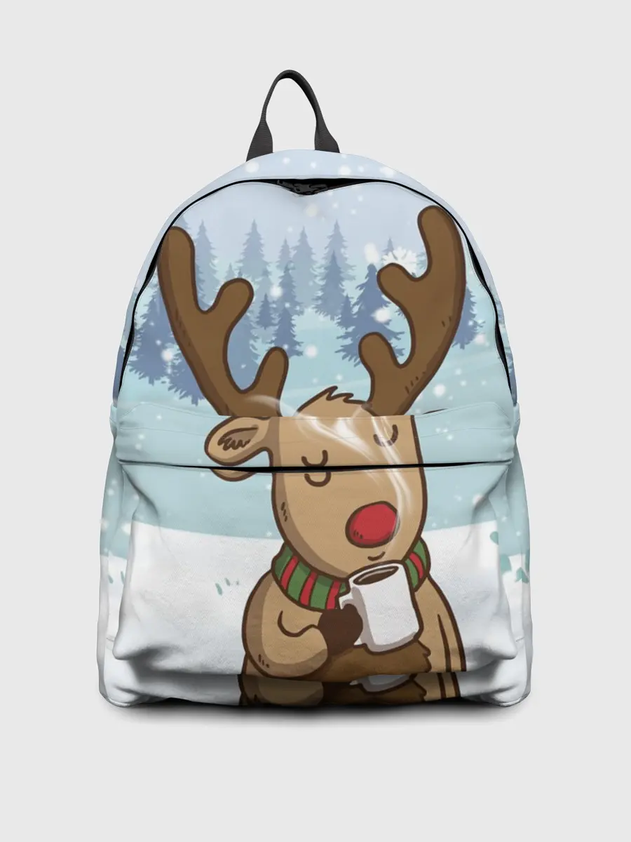 Рюкзак джинсовый / Олень с кружкой