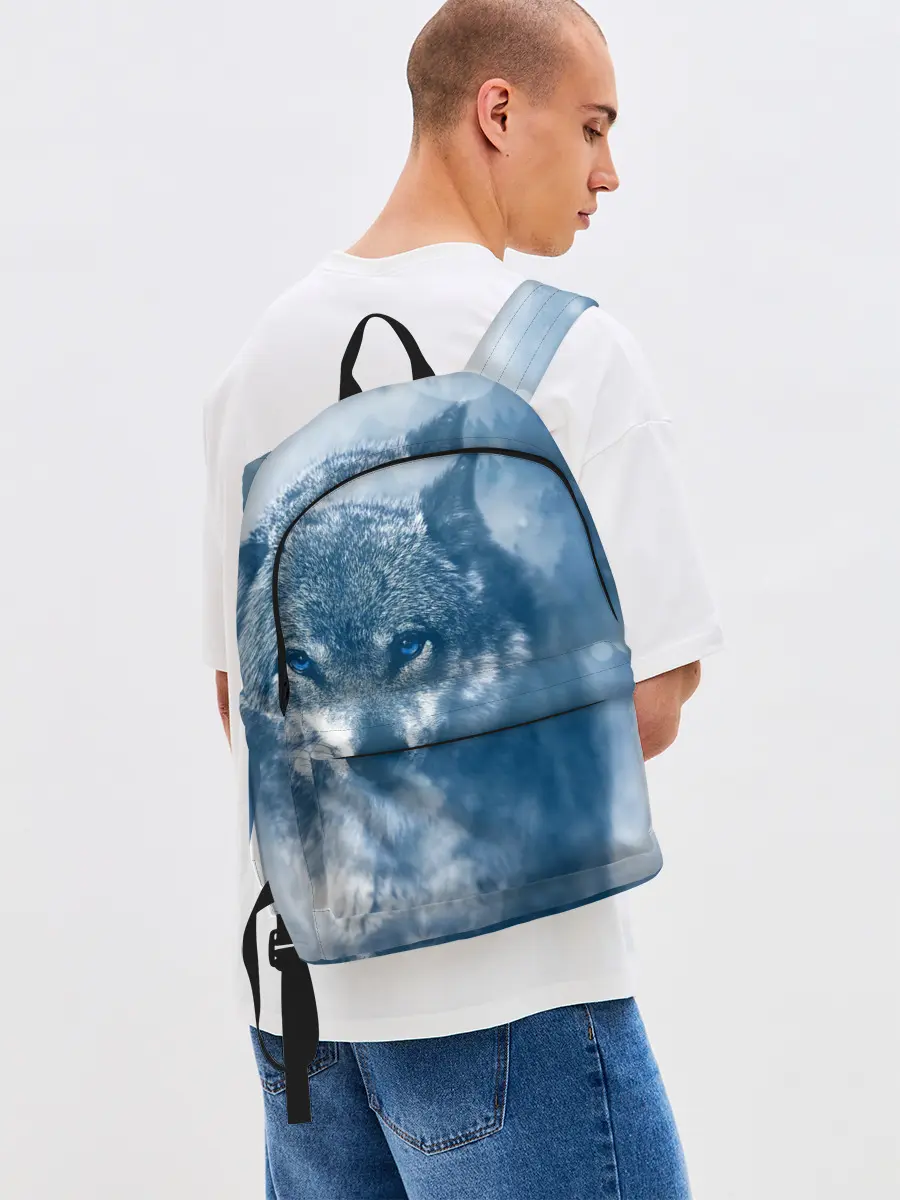 Рюкзак джинсовый / Красивый волк