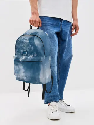 Рюкзак джинсовый / Красивый волк