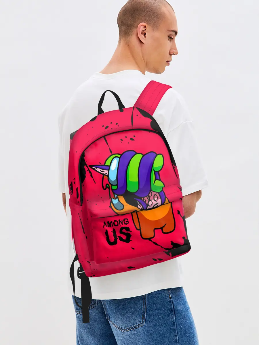 Рюкзак джинсовый / AMONG US - ORANGE & GREEN