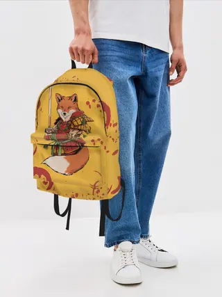 Рюкзак джинсовый / Лис Самурай
