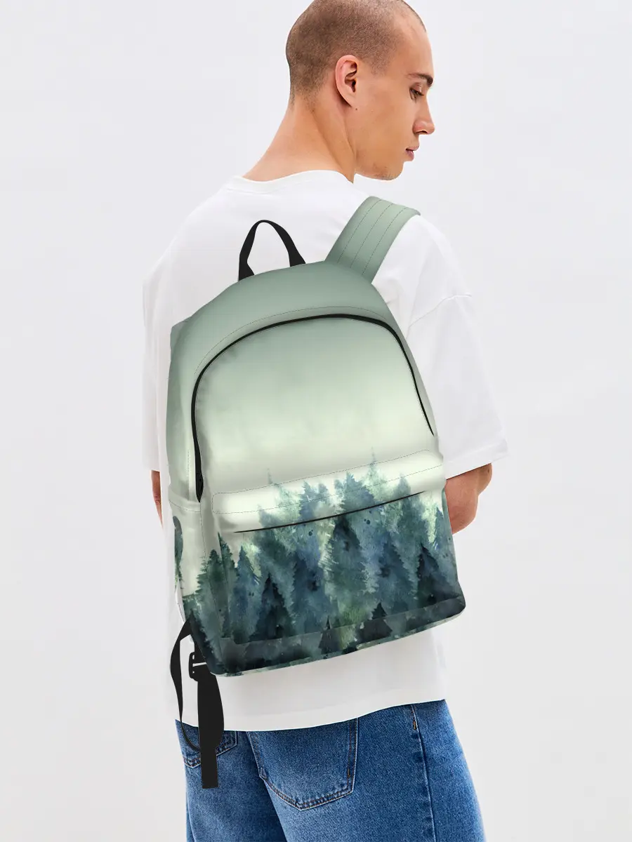 Рюкзак джинсовый / акварельный лес градиент