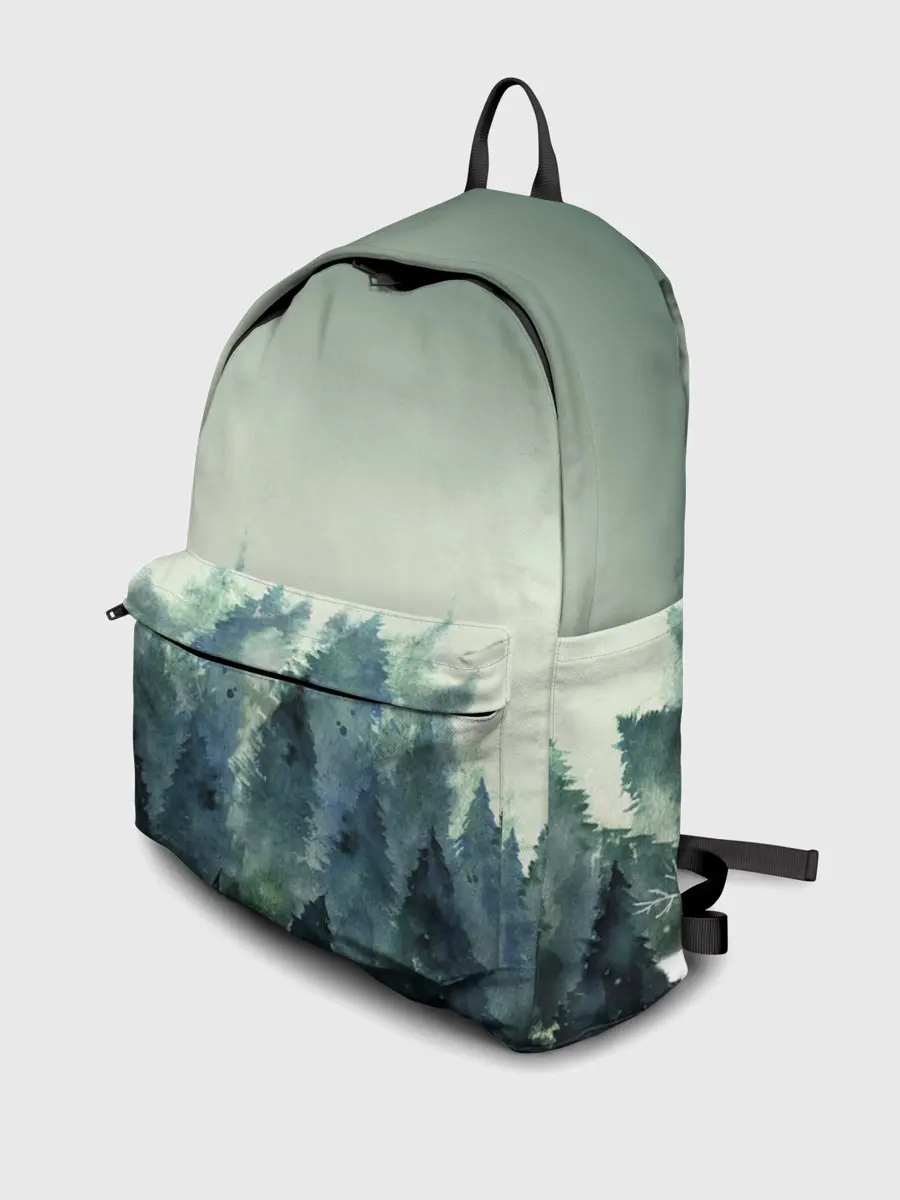 Рюкзак джинсовый / акварельный лес градиент