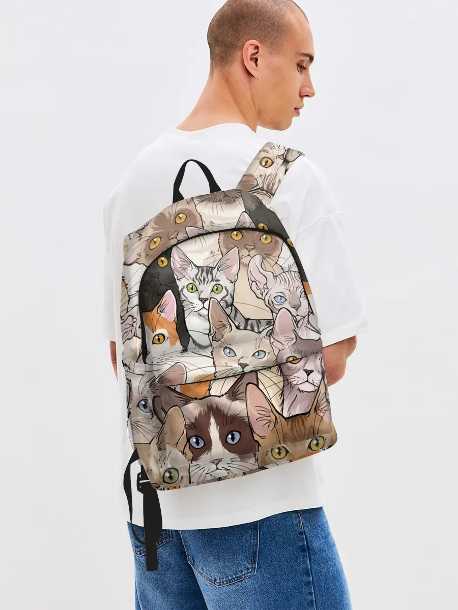 Рюкзак джинсовый / Котики