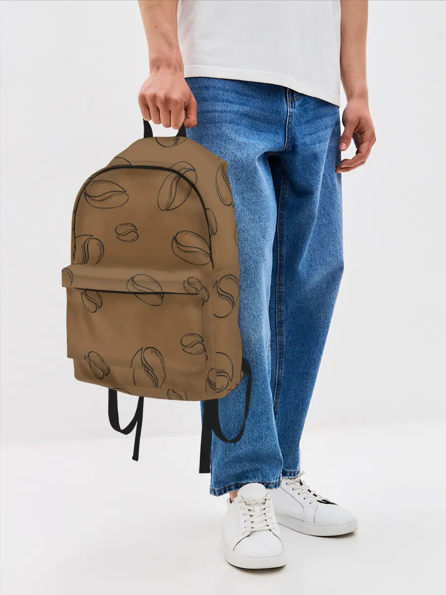 Рюкзак джинсовый / Узор Кофейные зерна