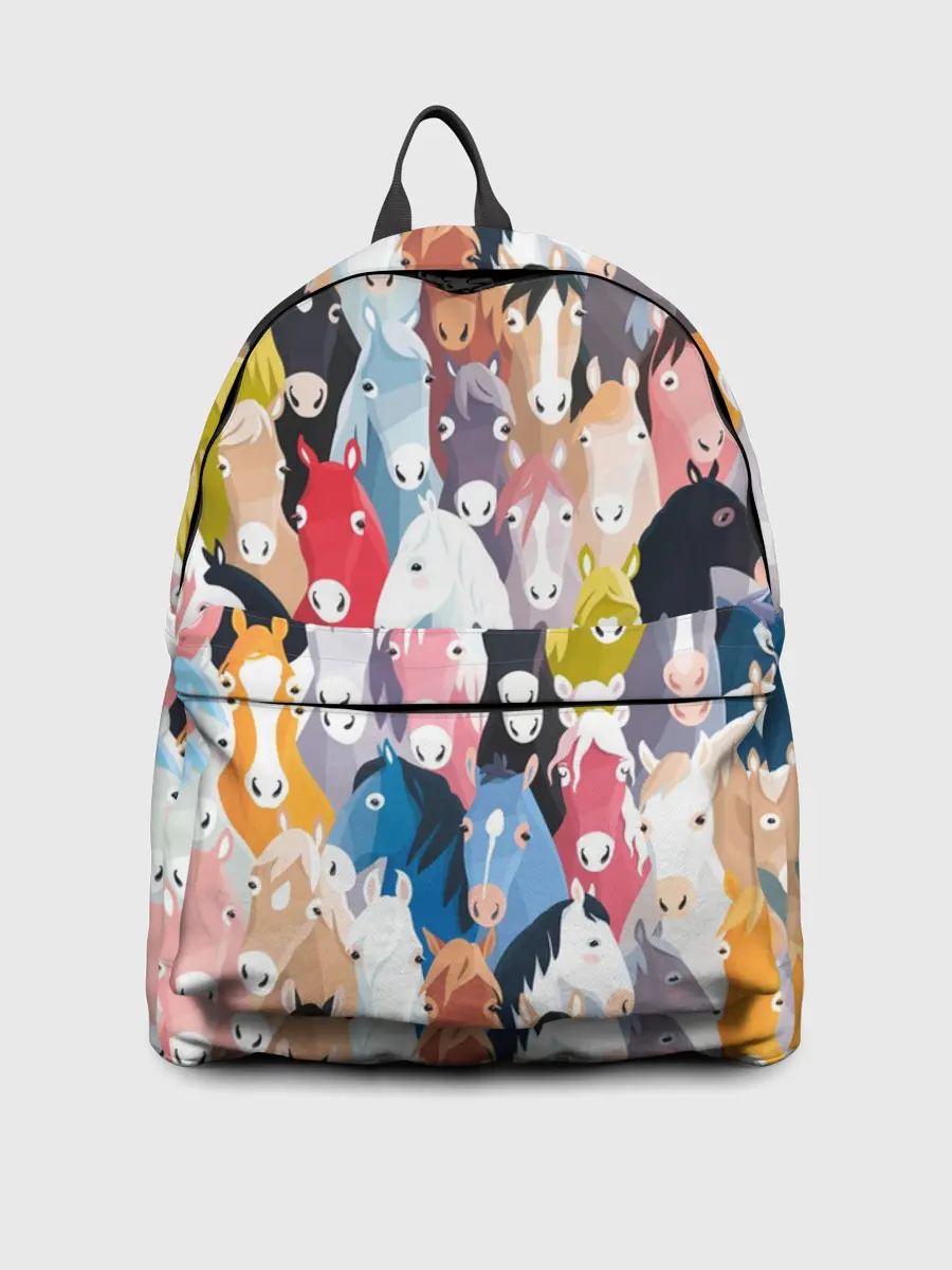 Рюкзак джинсовый / цветные лошади