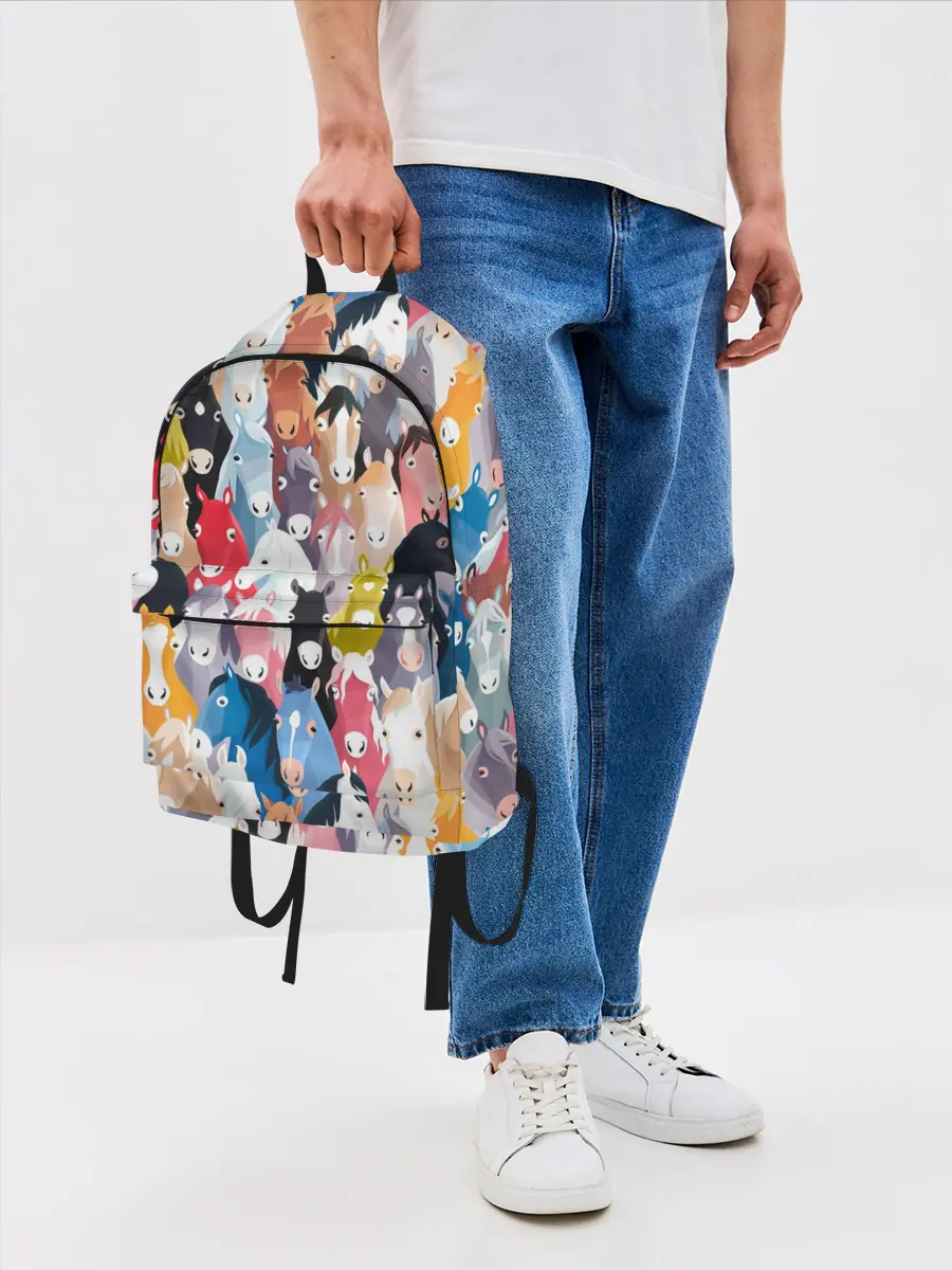 Рюкзак джинсовый / цветные лошади