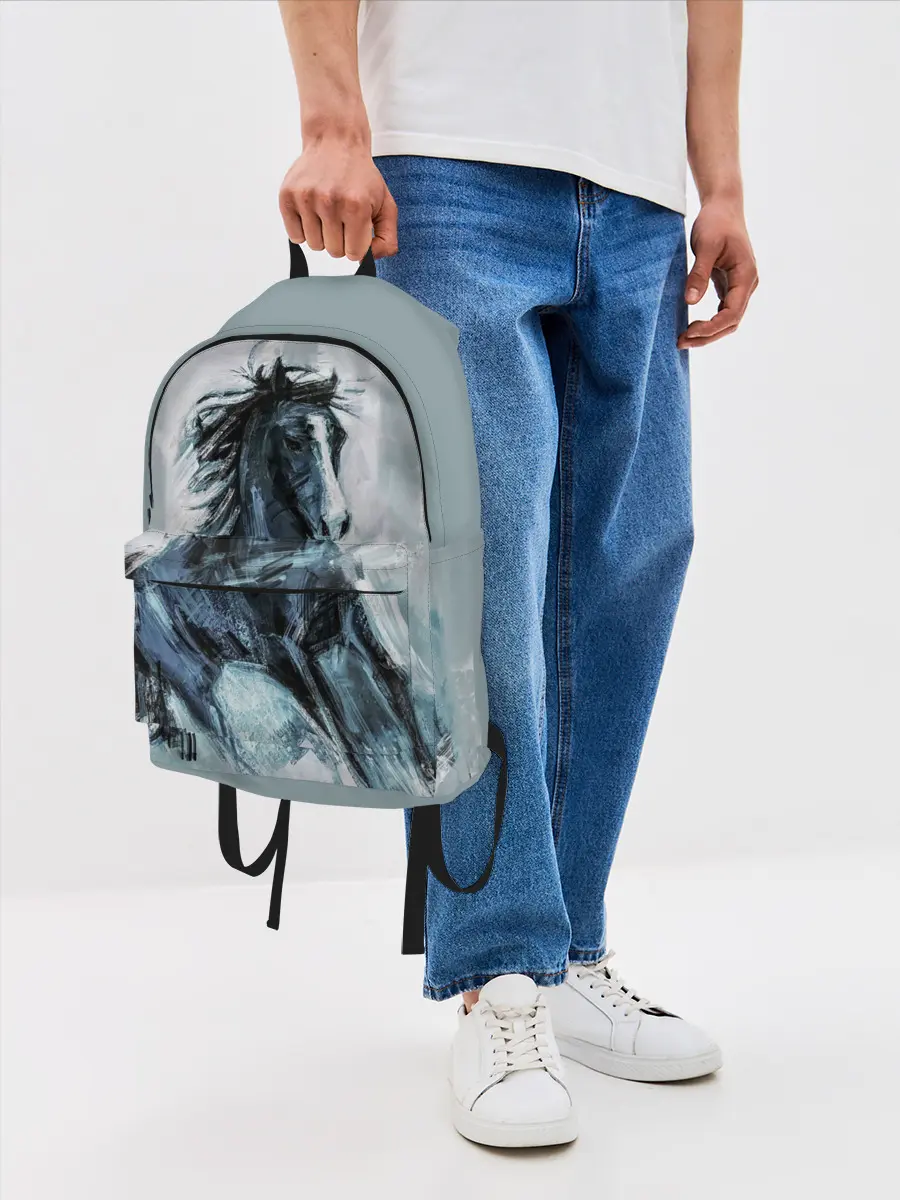 Рюкзак джинсовый / нарисованный конь