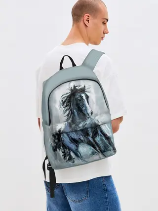 Рюкзак джинсовый / нарисованный конь