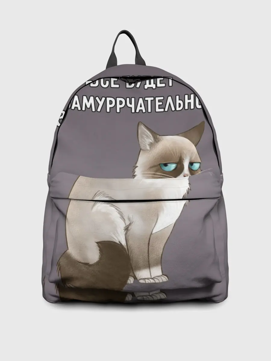 Рюкзак джинсовый / Грустный кот