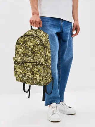 Рюкзак джинсовый / Золотой камуфляж из роз