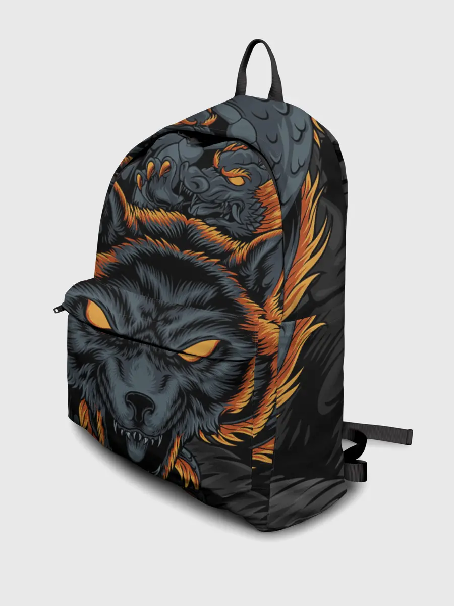 Рюкзак джинсовый / Волк и дракон