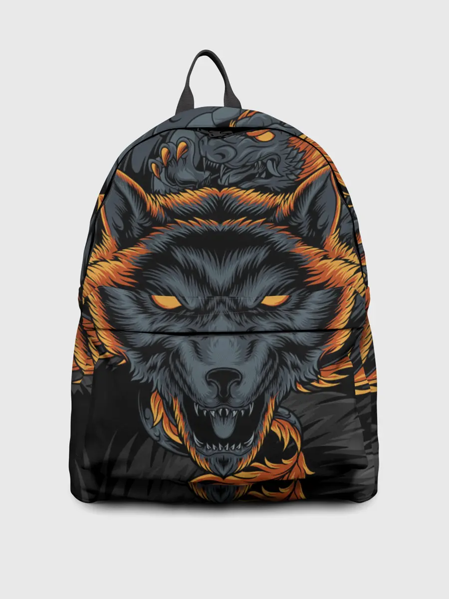 Рюкзак джинсовый / Волк и дракон