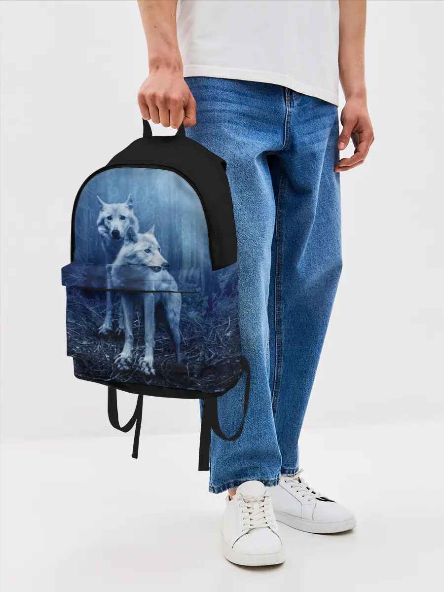 Рюкзак джинсовый / Волки