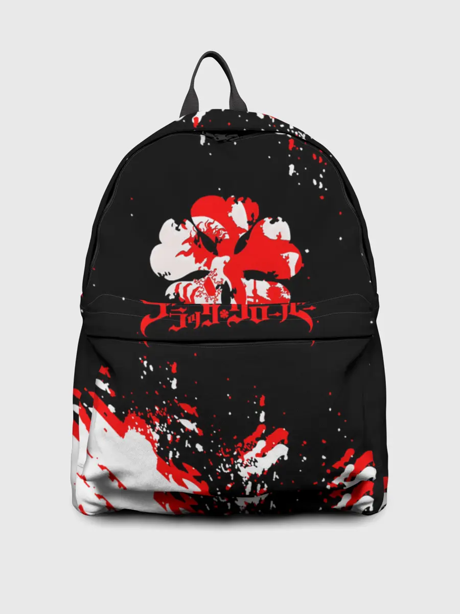 Рюкзак джинсовый / Черный Клевер с ярким красным куском