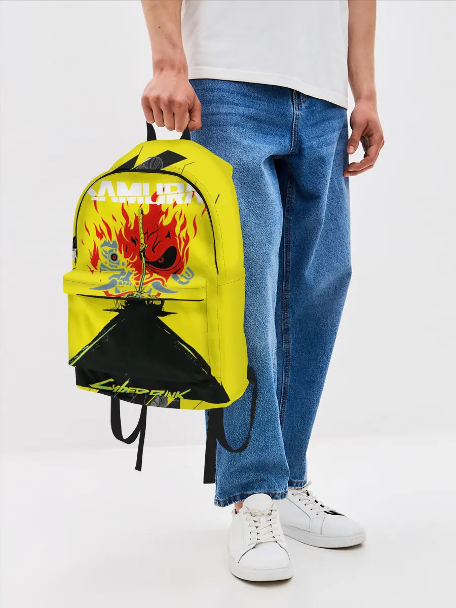 Рюкзак джинсовый / Киберпанк 2077 + Киану на спине