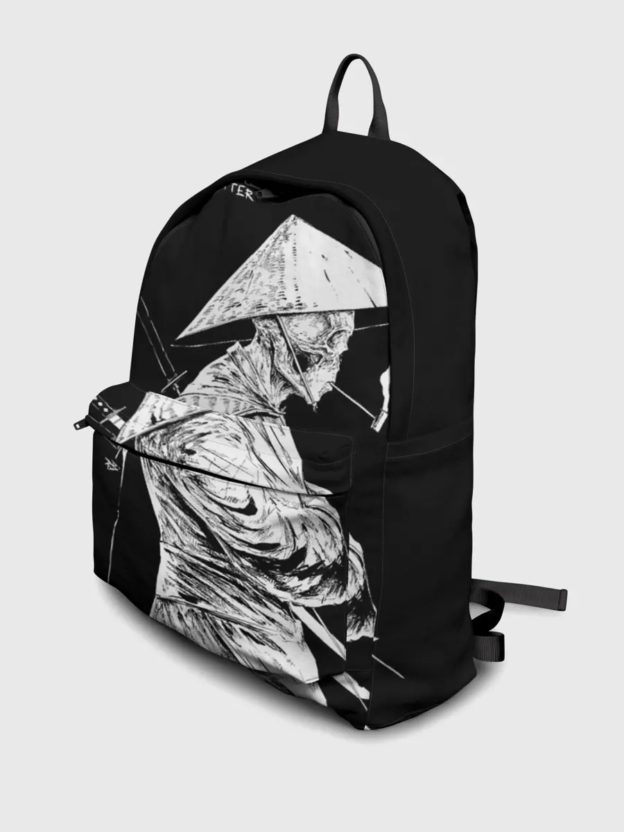 Рюкзак джинсовый / Самурай скелет с трубкой