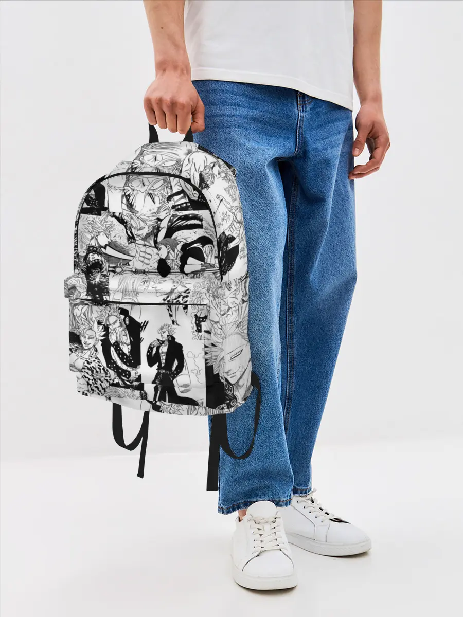Рюкзак джинсовый / 7 СМЕРТНЫХ ГРЕХОВ. Манга-паттерн