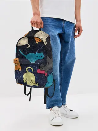 Рюкзак джинсовый / Космические котики