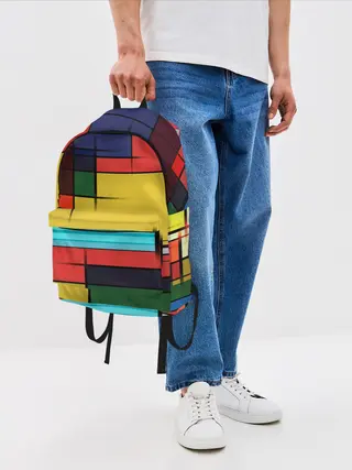 Рюкзак джинсовый / абстрактные фигуры цвета