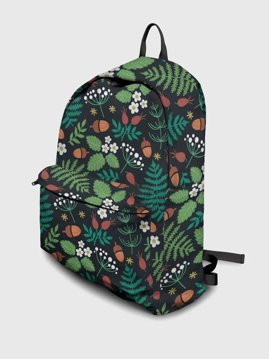 Рюкзак джинсовый / Лесные листочки цветочки