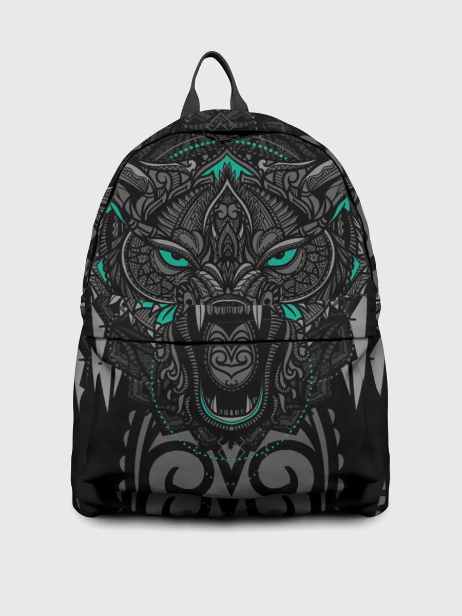 Рюкзак джинсовый / Рисунок волк