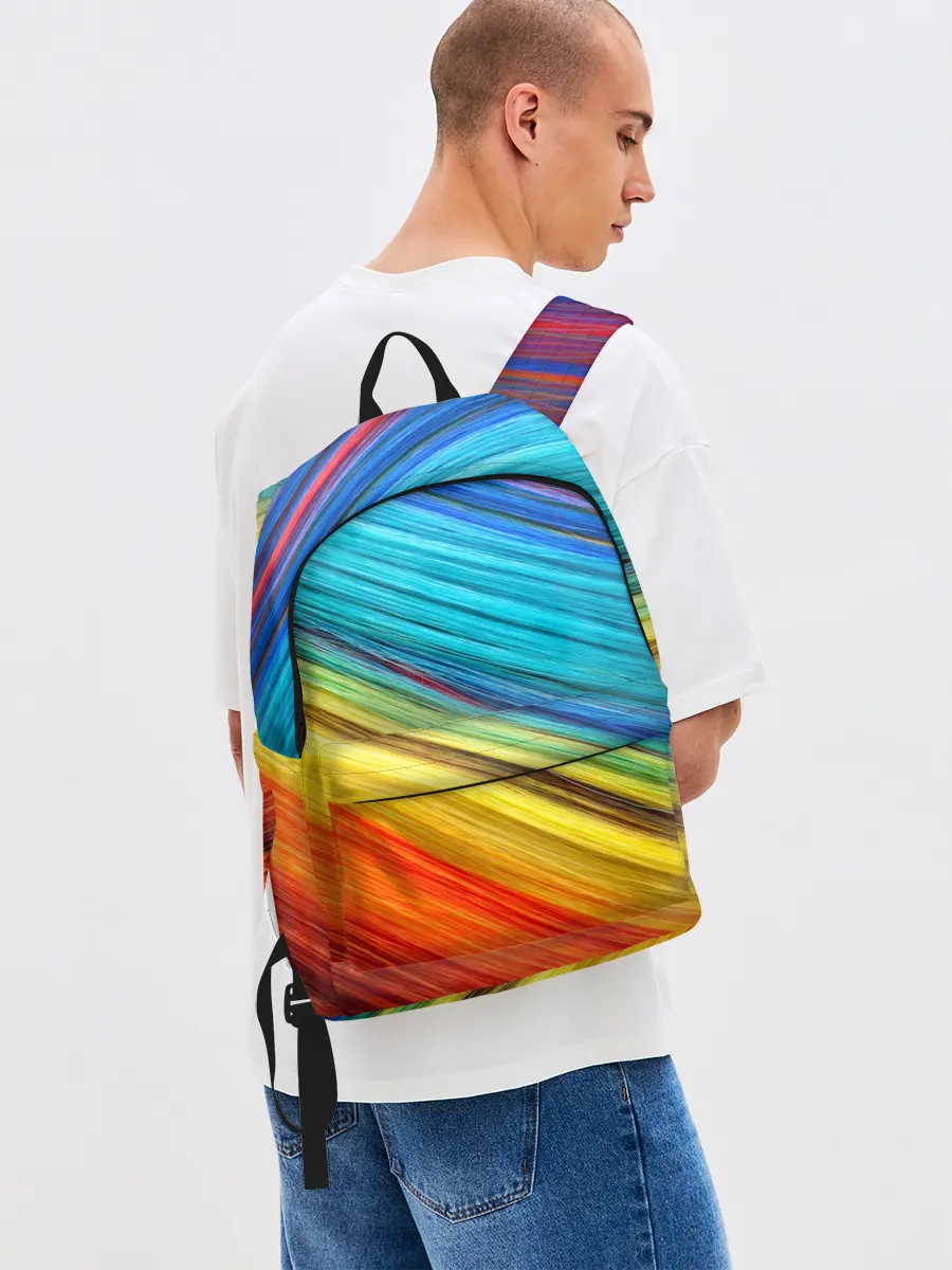 Рюкзак джинсовый / цветной мех диагональ