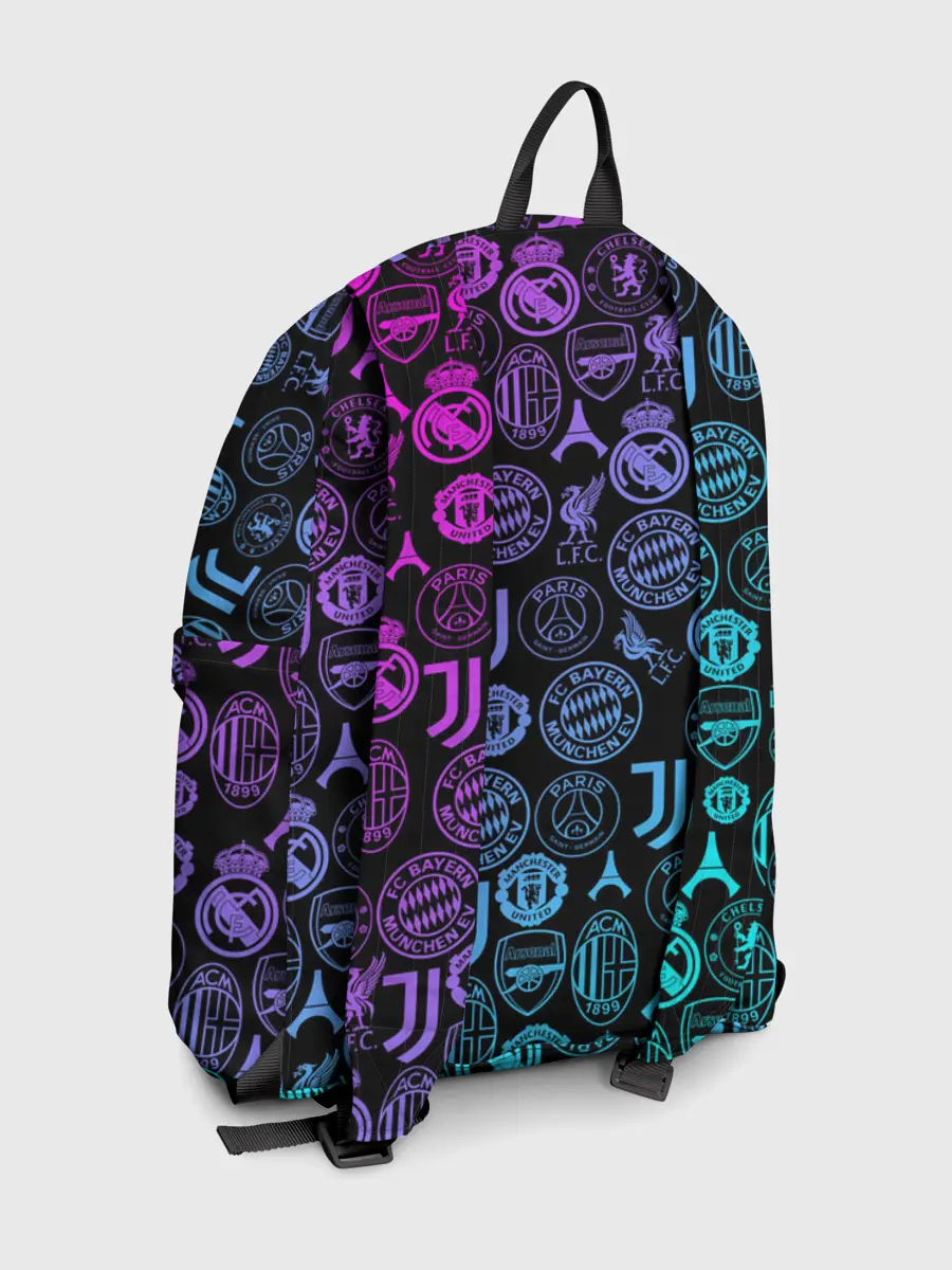 Рюкзак джинсовый / ЛОГО ФУТБОЛЬНЫХ КОМАНД НЕОН