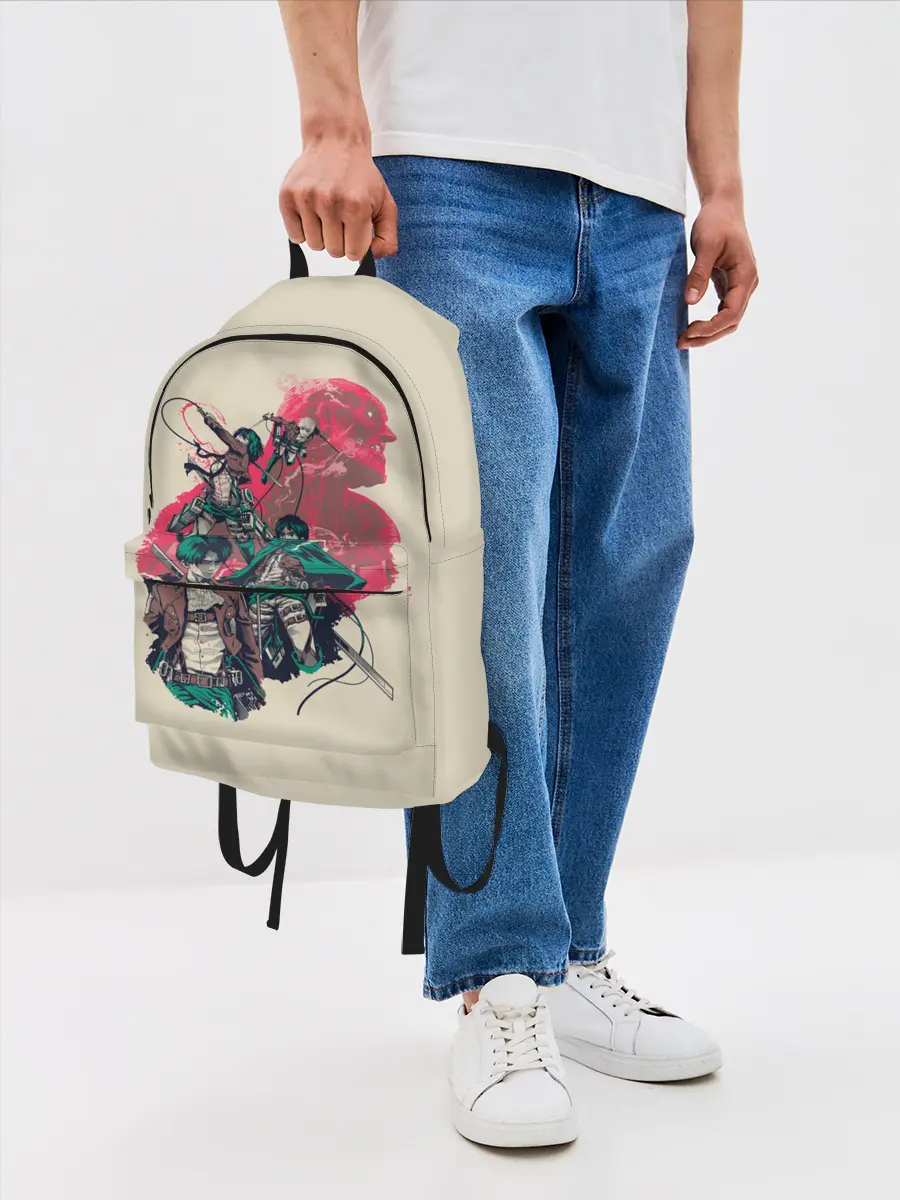 Рюкзак джинсовый / Эрен, Микаса, Армин, Леви и Титан