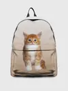 Рюкзак джинсовый / бело-рыжий котенок реализм