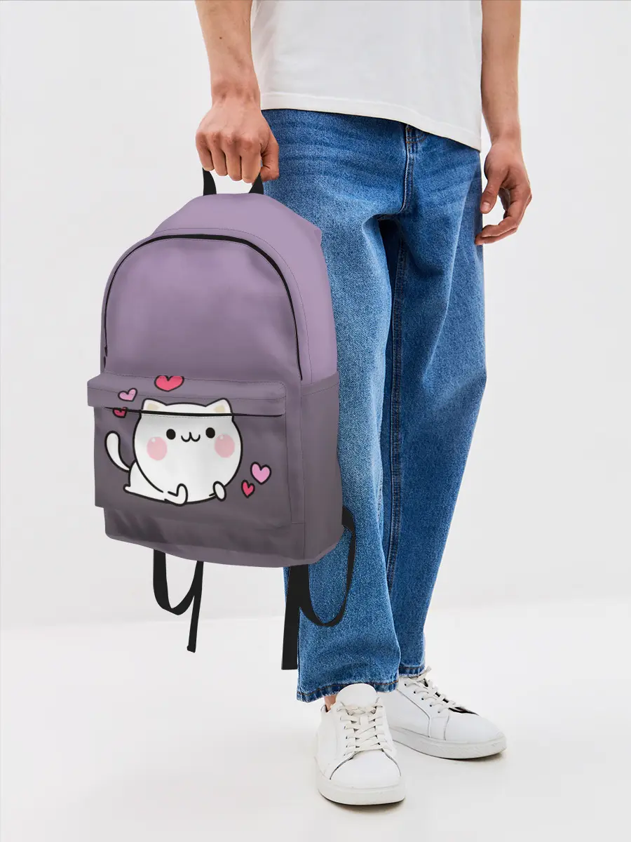 Рюкзак джинсовый / влюбленный котенок