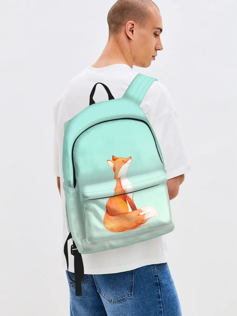 Рюкзак джинсовый / нарисованный лисенок