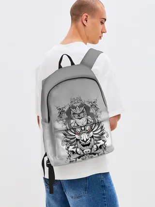 Рюкзак джинсовый / маска сова смерть череп