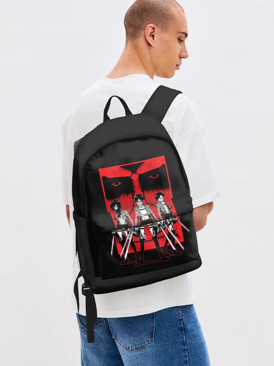 Рюкзак джинсовый / Три война против Чудовища. АТАКА ТИТАНОВ