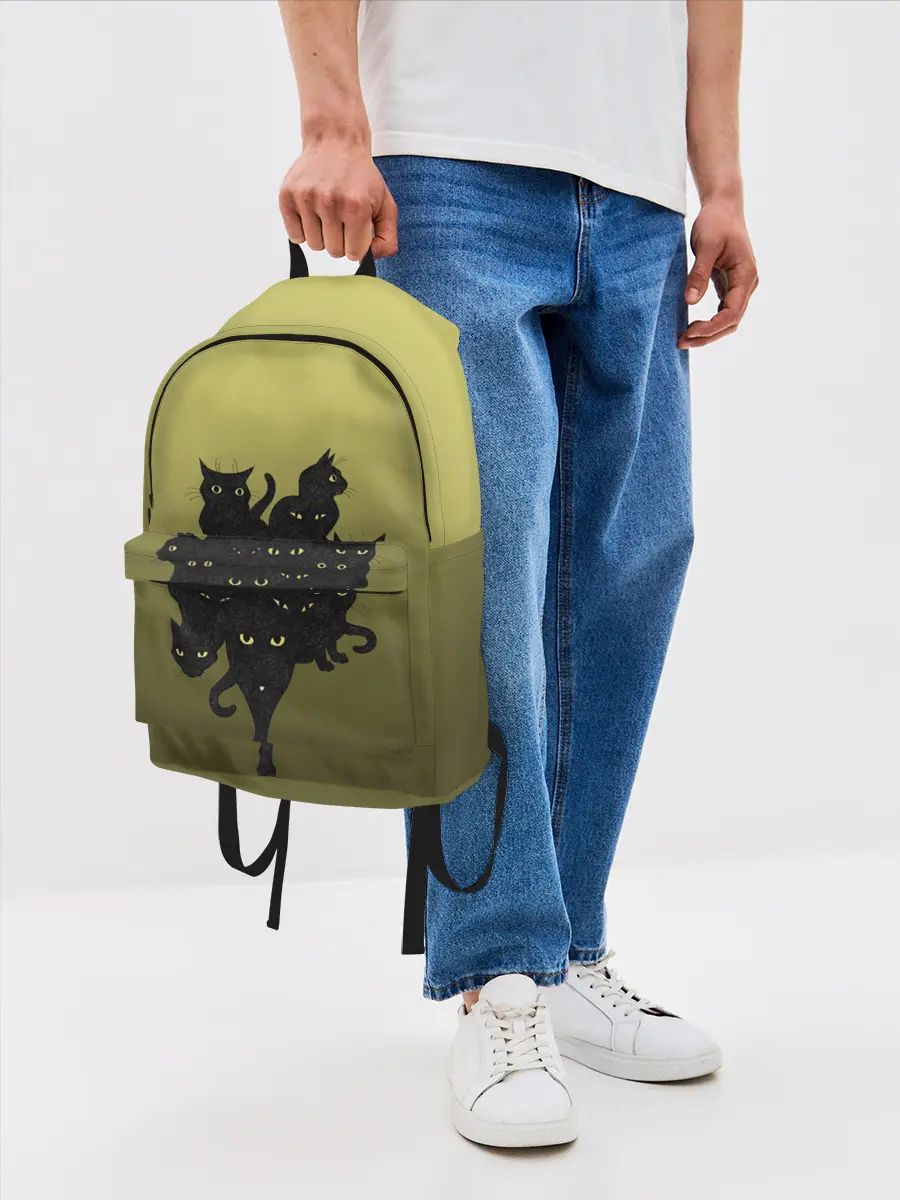 Рюкзак джинсовый / много черных котов