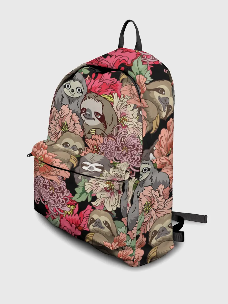 Рюкзак джинсовый / Ленивец & Цветочки