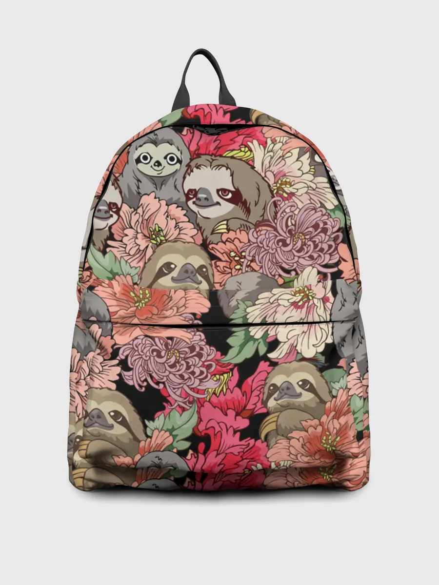 Рюкзак джинсовый / Ленивец & Цветочки