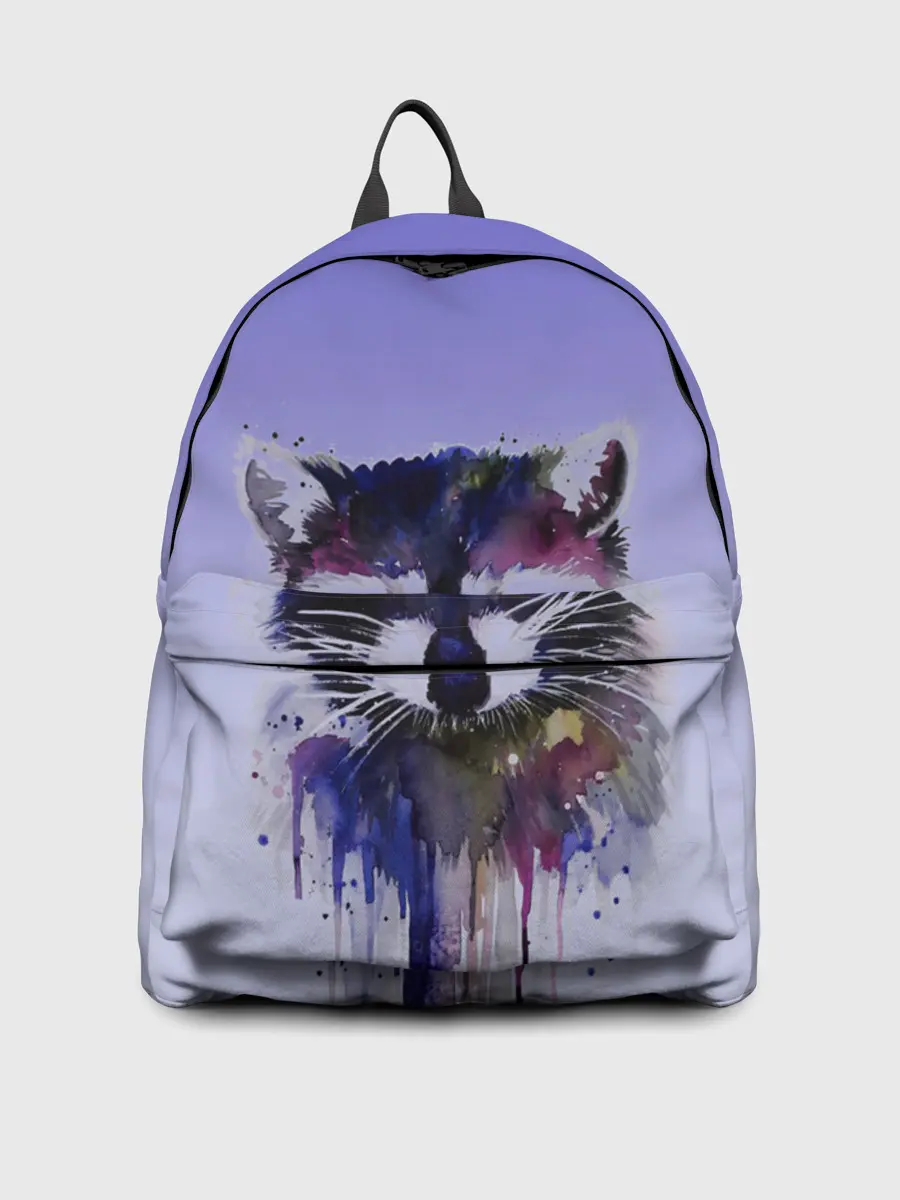 Рюкзак джинсовый / енот акварелью потеки