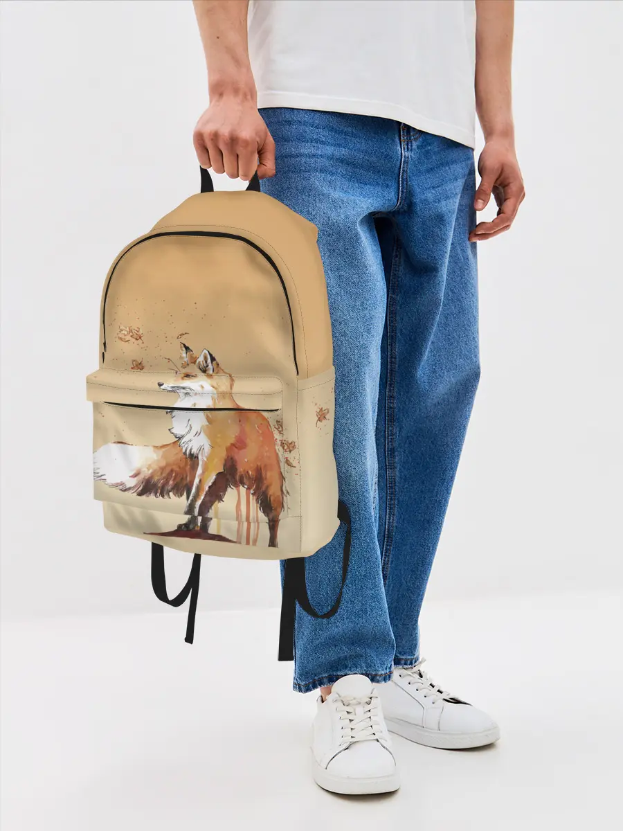 Рюкзак джинсовый / акварельная лиса задумчивости