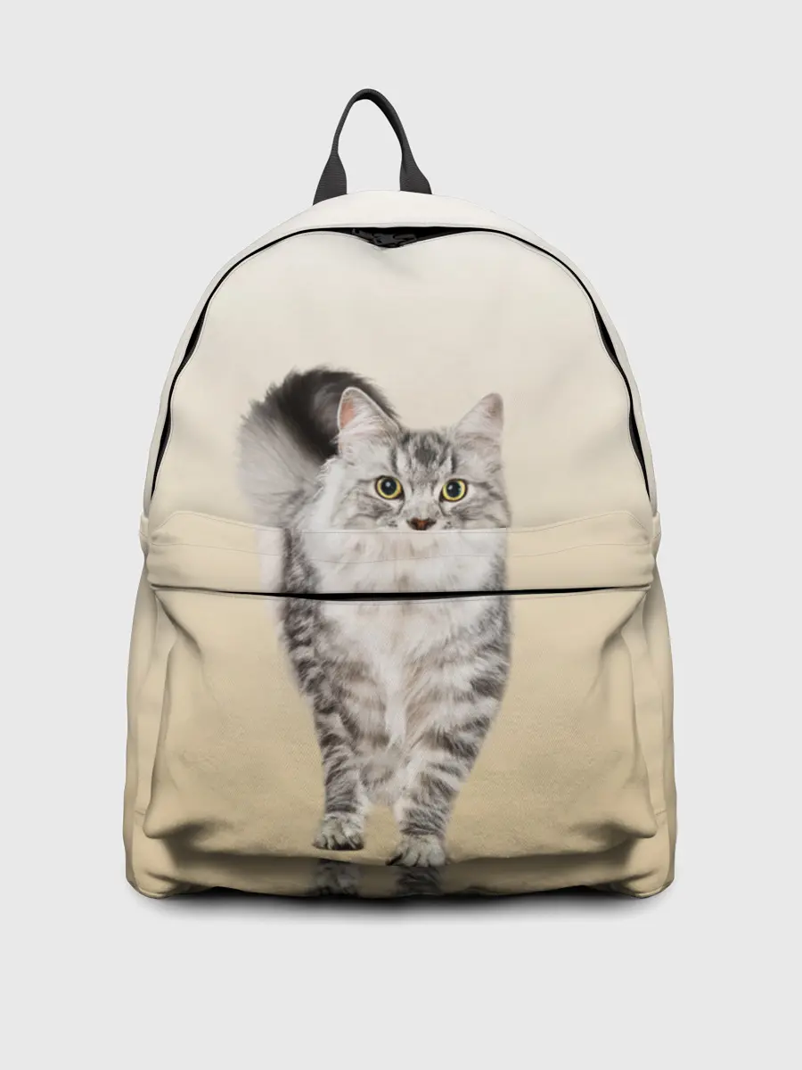 Рюкзак джинсовый / Пушистый котик реалистичный