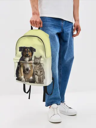 Рюкзак джинсовый / кошка и собака друзья