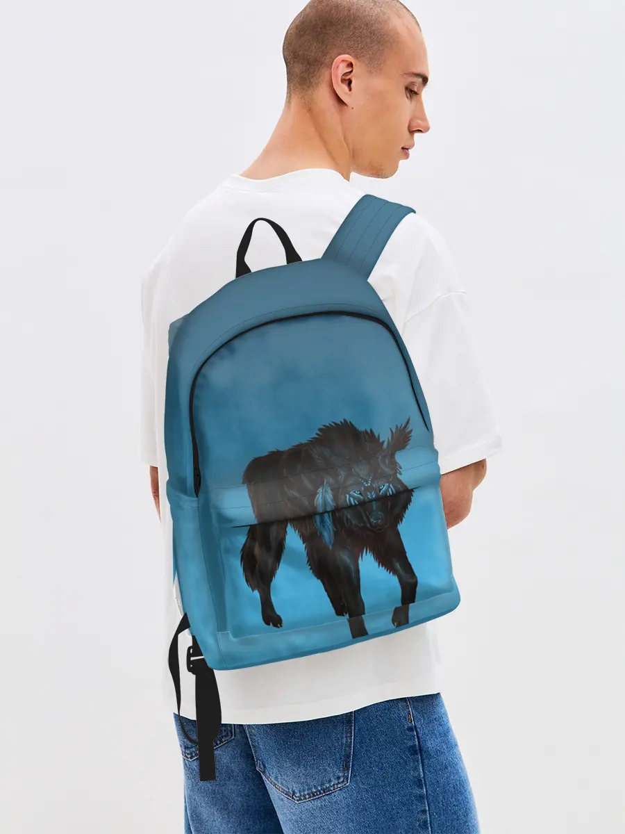 Рюкзак джинсовый / черный дух волка