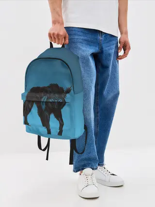Рюкзак джинсовый / черный дух волка