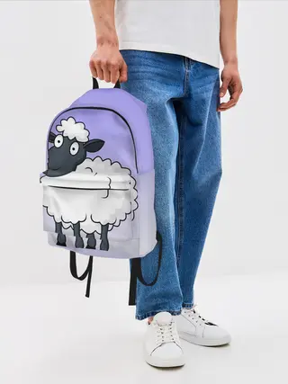 Рюкзак джинсовый / Нарисованный милый барашек